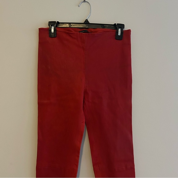 Balenciaga Red Leather Leggings Pull On Zipper Hem Vibrant Bold 38 - Picture 2 of 12